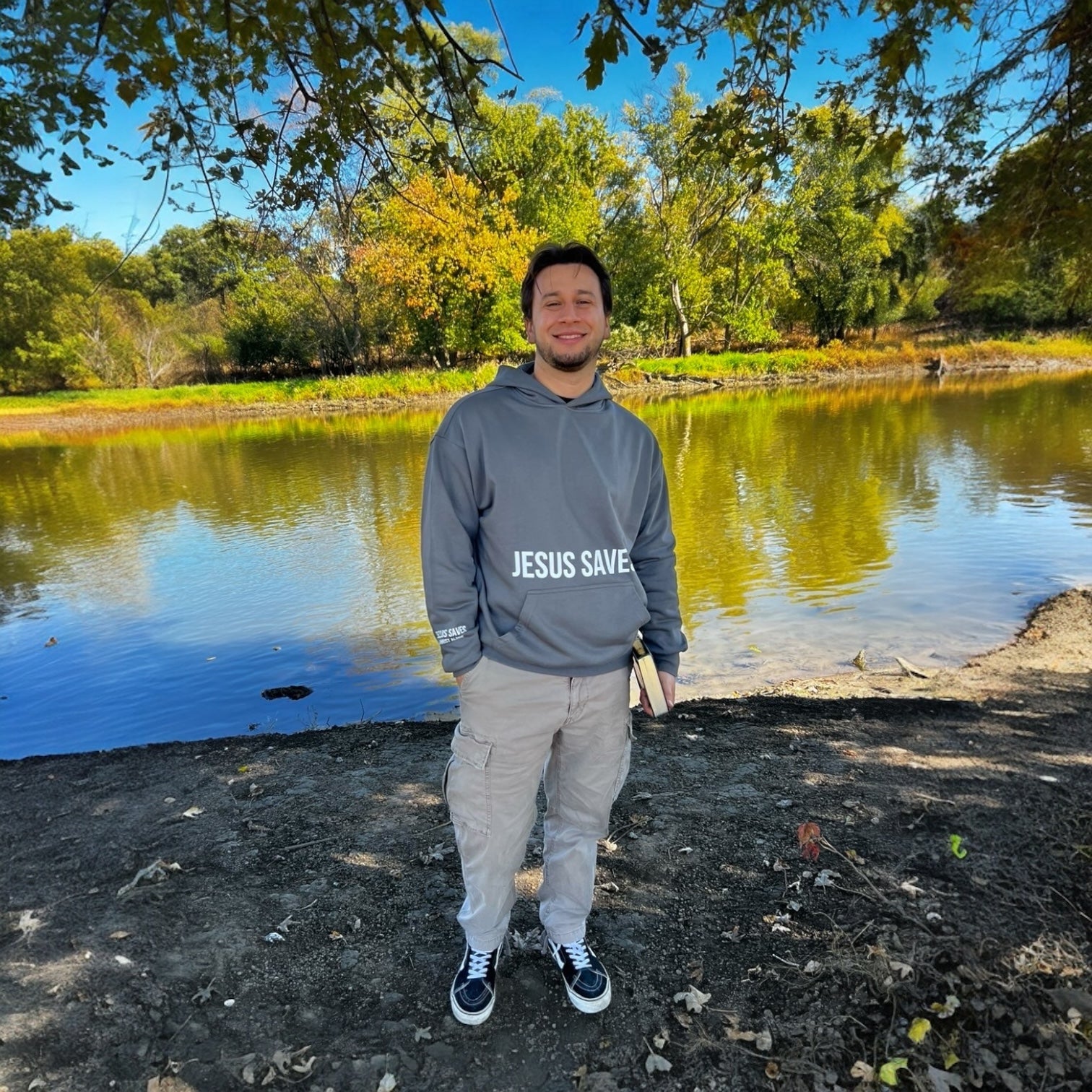 JESUS SAVES X CHRIST ALONE HOODIE | CHARCOAL
