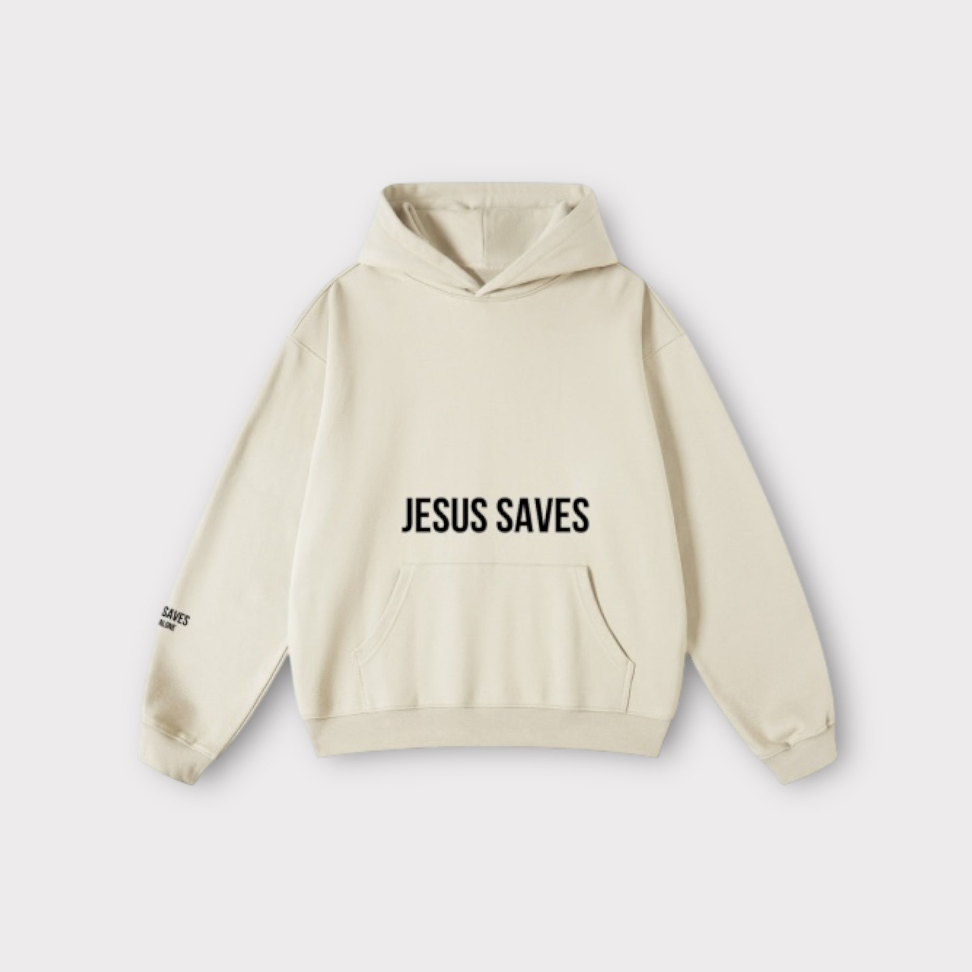 JESUS SAVES X CHRIST ALONE HOODIE | BEIGE