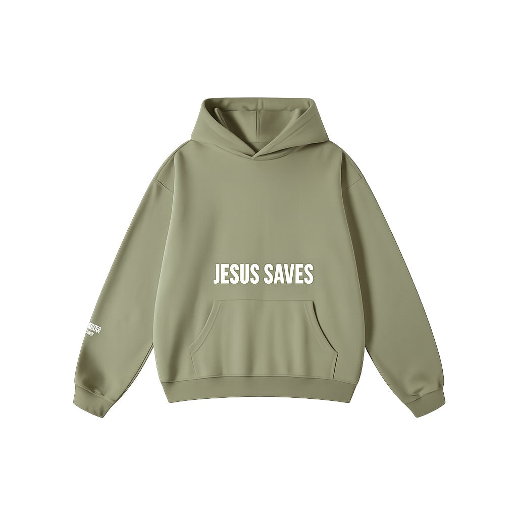 JESUS SAVES HOODIE | GRAYISH GREEN