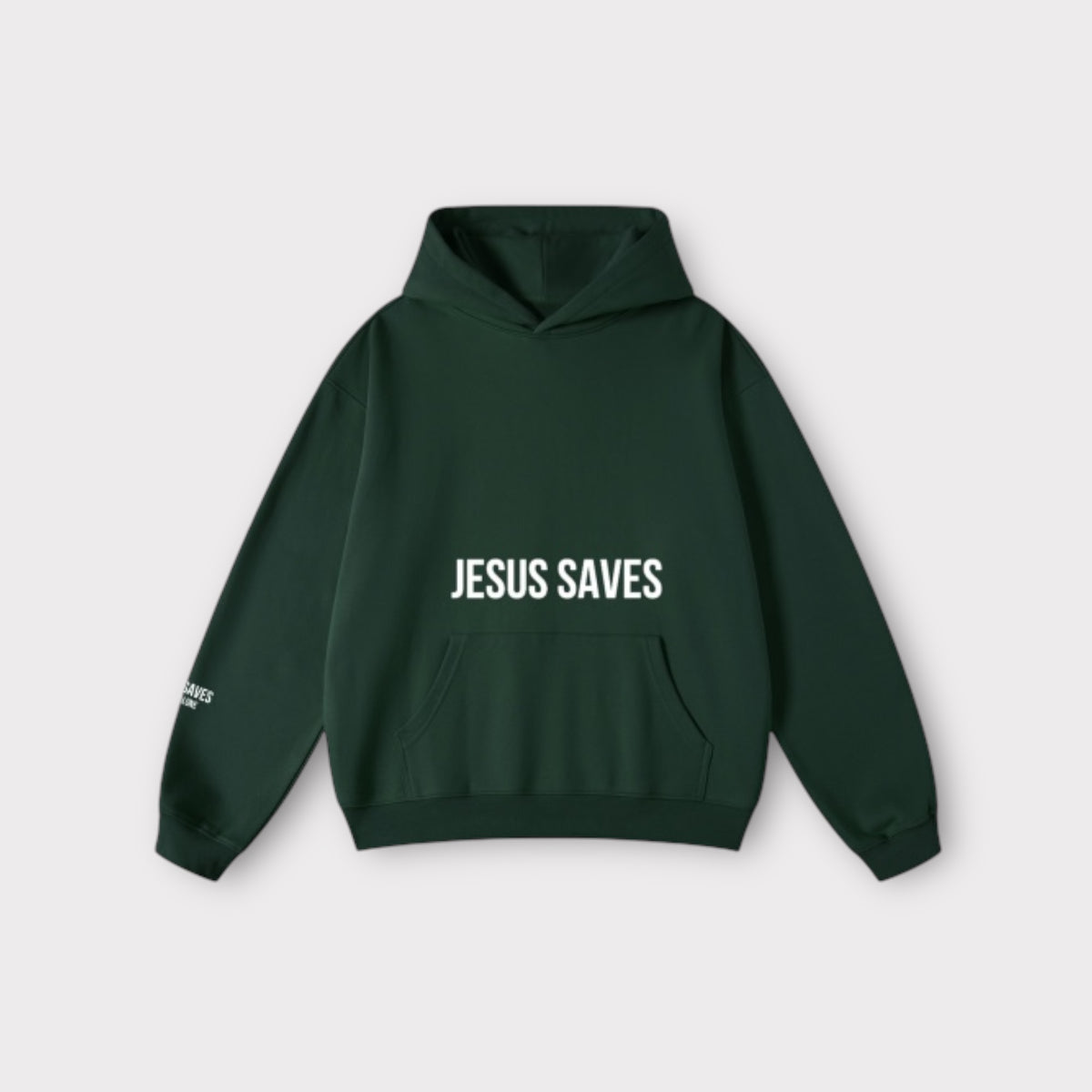 JESUS SAVES HOODIE | BLACKISH GREEN
